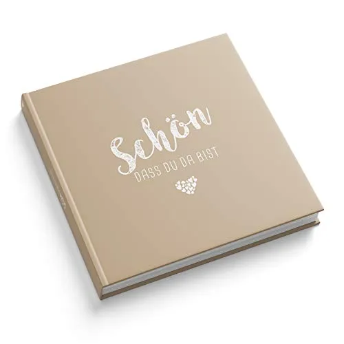itenga Gästebuch Willkommensbuch Gästebuch Schön DASS du da bist I 21,0 x 21,0 cm, 88 Blanko Seiten I ideal als Fotoalbum oder zum Festhalten von Erinnerungen