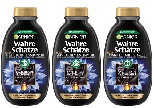 ✅ Garnier Shampoo Anziehende Aktivkohle Schwarzkümmelöl, Fettiges Haar 3x 250ml✅