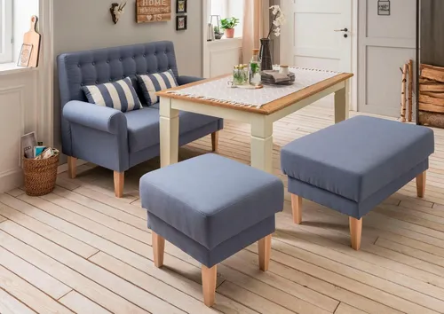 Home affaire Küchensofa Scalea, inkl. 2 Zierkissen - Stylisches 2-sitziges Küchensofa im Landhausstil, platzsparend und mit hohem Sitzkomfort dank Federkern und Schaumstoffpolsterung. Wähle aus verschiedenen Farben und Stoffen!