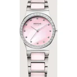 BERING Ceramic Damenuhr silber/pink 32435-999 - Elegante Damenarmbanduhr mit 35 mm Gehäuse aus Edelstahl und rosa Keramik. Kratzfestes Saphirglas und bis zu 5 ATM wasserdicht. Ideal für Modebewusste, die Stil und Funktionalität schätzen.