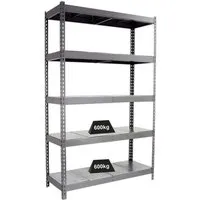 PROREGAL Schwerlastregal Metal Beast Five 200 x 210 x 45 cm - Robustes Schwerlastregal mit einer Fachbodenlast von bis zu 600 kg, ideal für Werkstatt und Lager. Einfache Montage und höhenverstellbare Böden bieten Flexibilität.