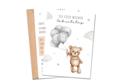 MeinBaby123® Einladungskarten Kindergeburtstag inkl. 10 Umschläge, Kindergeburtstag Jungs und Mädchen, Geburtstagseinladungen Kinder