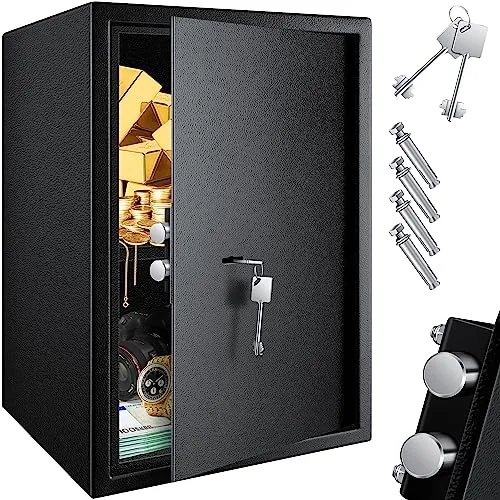 KESSER® Möbeltresor 50x35x31cm mit Doppelbartschloss - Möbeltresor mit sicherem Doppelbartschloss und massiver Stahlkonstruktion. Optimal als Dokumententresor für Zuhause oder im Büro, inklusive Montagematerial für einfache Befestigung.