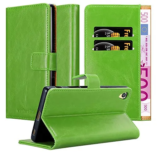 Cadorabo Hülle für Sony Xperia Z5 Premium in Gras GRÜN – Handyhülle mit Magnetverschluss, Standfunktion und Kartenfach – Case Cover Schutzhülle Etui Tasche Book Klapp Style, DE-121789