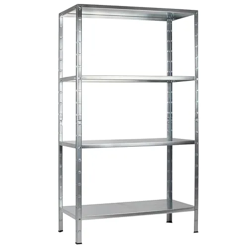 SCHULTE Regalwelt Steckregal mit 4 PowerMAX Fachböden - Lagerregal mit 50 kg Tragkraft pro Fach, ideal für Werkstatt, Garage und Keller. Schneller, werkzeugloser Aufbau und vielseitige Einsatzmöglichkeiten.