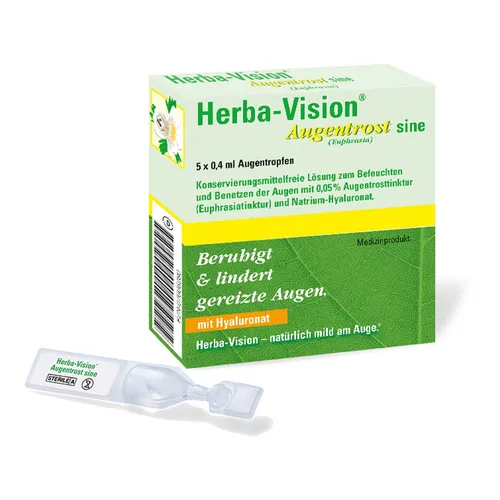 Herba-Vision Augentrost Sine 2 ML - Arzneimittel zur Linderung gereizter Augen mit pflanzlichen Inhaltsstoffen, ideal für Kontaktlinsenträger und bei Bildschirmarbeit. Konservierungsmittelfrei für sanfte Anwendung.