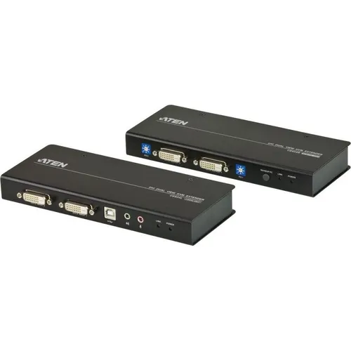 ATEN CE604 KVM Extender - 2x DVI, Audio, USB, RS232, hervorragende Bildqualität bis 1920 x 1200 auf 30 m, ideal für Zweischirmsysteme