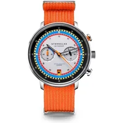 STERNGLAS HAMBURG CHRONO Regatta - 42mm - Signalorange - Herrenuhren mit präzisem Seiko TMI VK64 Mecha-Quartz-Uhrwerk, wasserresistent bis 5 ATM und einzigartiger gravierter Rückseite mit Regatta-Motiv.