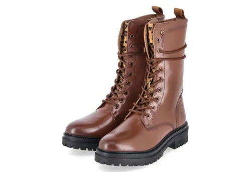 Bullboxer Damen Stiefelette 6YY0870201 in Braun (37 EU) - Stylische Stiefelette aus hochwertigem Leder in Cognac/Leopard-Design. Ideal für jeden Anlass und durch den Blockabsatz bequem zu tragen.