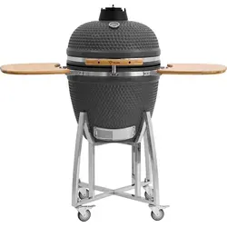 BBQ-Toro Kamado Grill Ø 52 cm "KURO", Grau | Vielseitiger Holzkohlegrill mit Bambusablage - Grills | Hochwertiger Kamado Grill für Grillen, Kochen, Räuchern und Backen. Mit optimaler Hitzespeicherung und einem eleganten Design für unvergessliche BBQ-Events.