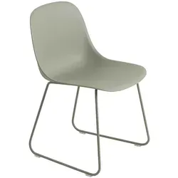 Muuto Fiber Side Chair, sled base, dusty green / dusty green
