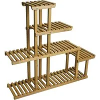 BERLINLODGE Pflanzregal 5 Ablagen aus Tannenholz für Garten und Balkon - Praktisches Pflanzregal mit 5 unterschiedlich großen Ablageflächen. Wetterfest behandelt für den Außenbereich und mit natürlichem Holzdesign, ideal für kreative Pflanzenarrangements.