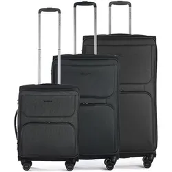 Stratic Bendigo Light + Koffer-Set 3-teilig – Schwarz - Das Stratic Bendigo Light + Kofferset (S, M, L) bietet flexible Erweiterungsmöglichkeiten und modernes Design. Perfekt für jede Reise, schützt das knitterarme Innenfutter Ihre Kleidung und der integrierte NFC-Chip sorgt für zusätzlichen Komfort.