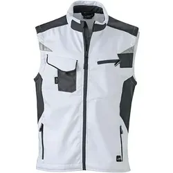 James&nicholson - Jn Workwear Softshell Vest Jn845 100%pes, White/carbon, Größe 2xl