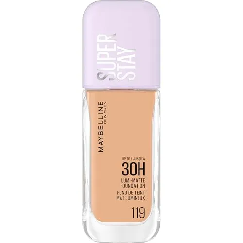 Maybelline New York 30H Lumi Matte Foundation - Make-up für ein ultra-frisches, mattes Finish mit bis zu 30h Halt. Ideal für empfindliche Haut, ölfrei und vegan. Farbe: 119 Mittel, Neutral Kühl.