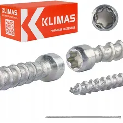 Klimas Holzbauschraube WKPC Doppelgewinde 50 Stk. 8x472 mm für Aufsparrendämmung - Robuste Holzbauschraube mit Doppelgewinde, ideal für die sichere Befestigung von Konterlatten zur Unterstützung der Dämmung. Praktische 50 Stück im Set.