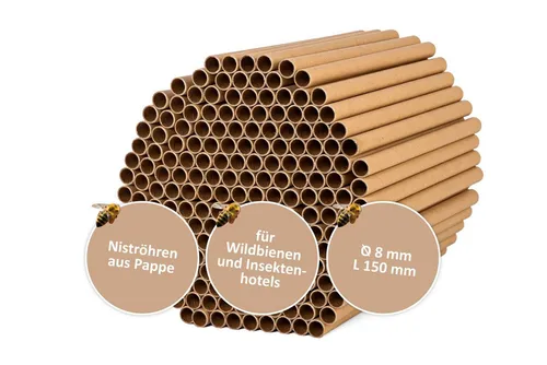 Cult at Home Insektenhotel 200 Nisthülsen Ø 8 mm - Praktisches Füllmaterial für Wildbienenhotels: Unsere artgerechten Pappröhrchen bieten optimalen Lebensraum zum Nisten und Brüten und sind ideal zum Basteln und Gestalten von Insektenhäusern.