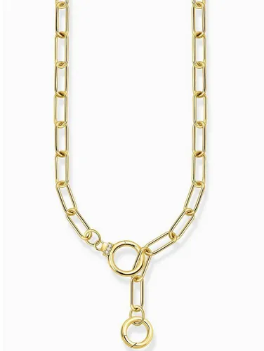 THOMAS SABO Gliederkette mit Ringverschlüssen und weißen Steinen - Elegante Kette aus 925 Sterlingsilber mit 750er Vergoldung, ideal zum Kombinieren mit Charms und Anhängern für einen individuellen Look.