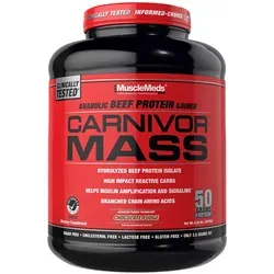 MuscleMeds Carnivor Mass 100% Beef Protein Gainer - Schokoladen Toffee - Sportnahrung mit 720 muskelaufbauenden Kalorien, 50g hydrolysiertem Rinderproteinisolat und Insulinverstärkung für effektiven Muskelaufbau ohne Fettspeicherung.