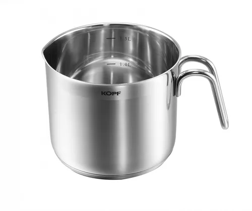 Kopf Milchtopf Josie 14 cm - Edelstahl, 1,5 Liter - Milchtöpfe mit 1,5 l Fassungsvermögen, hitzebeständig bis 240°C, ideal für die Zubereitung von Milch und Saucen.