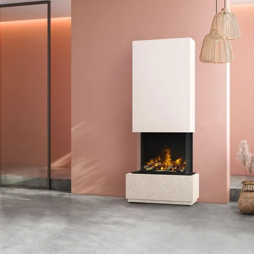 muenkel design Prato Elektrokamin Opti-myst Jura (Schiefer beige) - Eleganter Elektrokamin mit patentiertem Opti-myst 3D-Holzfeuereffekt für eine realistische Flammenoptik und behagliche Wärme, ideal für jedes Wohnambiente.