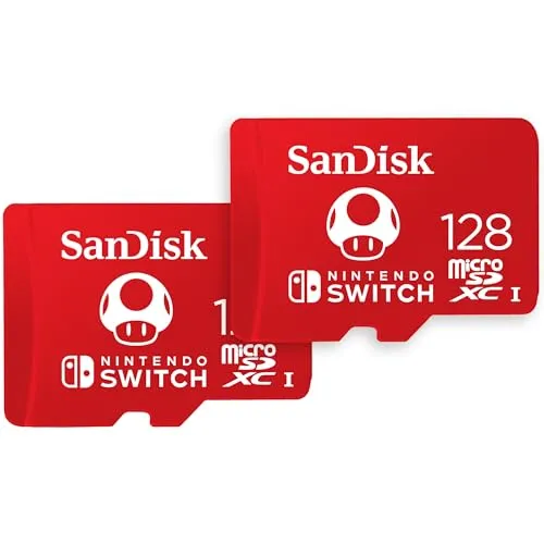 SanDisk microSDXC UHS-I Speicherkarte für Nintendo Switch 128 GB Twin-Pack (V30, U3, C10, A1, 100 MB/s Übertragung, mehr Platz für Spiele)