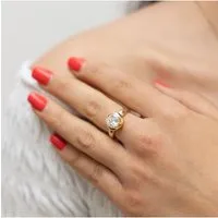 Zeeme Basic Ring Silber 925 vergoldet Tropfen-Form mit Zirkonia - Eleganter Damen-Ring aus 925 Sterling Silber in Tropfen-Form, vergoldet und mit funkelndem Zirkonia-Stein, ideal für jeden Anlass.