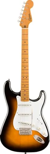 Squier by Fender Classic Vibe Stratocaster, Vintage inspirierte E-Gitarre mit Ahorngriffbrett, Perfekt für Rock, Blues und Pop, Hochwertige Verarbeitung, 2 Colour Sunburst