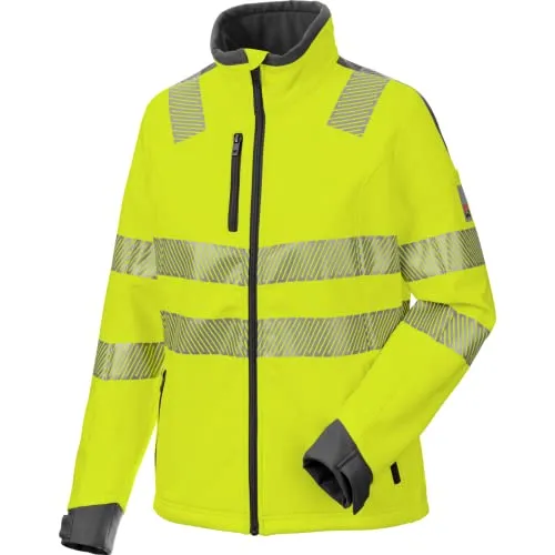WÜRTH MODYF Warnschutz Softshelljacke Neon Damen – reflektierende Arbeitsjacke in XL - Praktische Warnschutzjacke für Damen in neongelb, winddicht und wasserabweisend (8.000 mm WS). Mit mehreren Taschen für optimale Aufbewahrung und reflektierenden Elementen für hohe Sichtbarkeit bei schlechten Lichtverhältnissen.