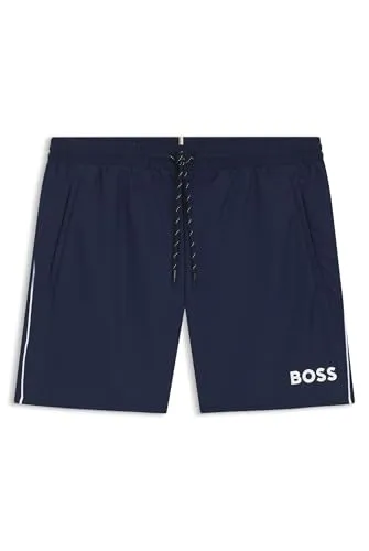 BOSS Badeshorts "Starfish" für Herren, Gr. L, Navy 413 - Herren-Bademode aus schnelltrocknender Microfaser mit elastischem Bund und sportlichem Design, ideal für den Strand oder das Schwimmbad.