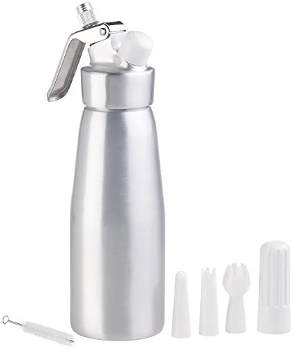 Rosenstein & Söhne Sahnesprüher 500 ml - Schlagsahnebereiter mit 3 Aufsätzen für kreative Rezepte – ideal für kalte und warme Zubereitungen, hält Sahne bis zu einer Woche frisch. Perfekt für Familien und spülmaschinenfest aus Aluminium.