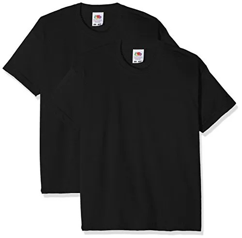 Fruit of The Loom Valueweight Kurzarm-T-Shirt für Jungen, 2 Stück, Schwarz (Schwarz Schwarz), 12-13 Jahre