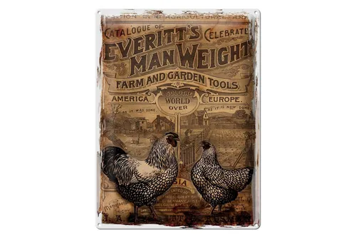 Femer GmbH Metallschild Retro 30x40 cm Farm and Garden Tools Retro Anzeige, (1 St), gewölbte Oberfläche, abgerundete Ecken, umgeschlagene Kanten