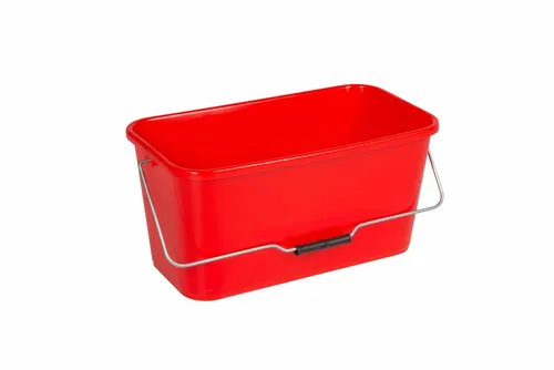 Teko-Plastic Fensterputzeimer 12 Liter mit Metallbügel und Griffrolle - Rechteckiger Eimer mit 12 l Fassungsvermögen, ideal für die Fensterreinigung. Praktischer Griff und Metallbügel für einfachen Transport, Maße: 41,5 x 22 x 20 cm.