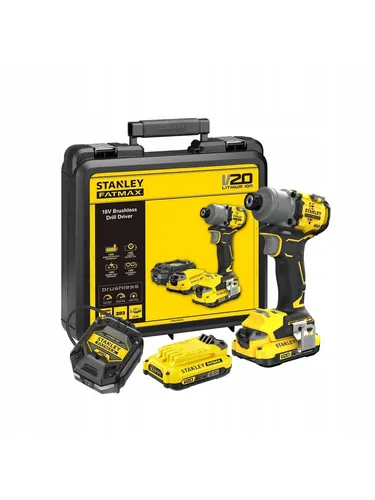 Stanley V20 18V borstelloze slagschroevendraaier - Akkuschrauber mit borstelloze motor für maximale kracht en efficiëntie, ideaal voor zware klussen en doe-het-zelf projecten.