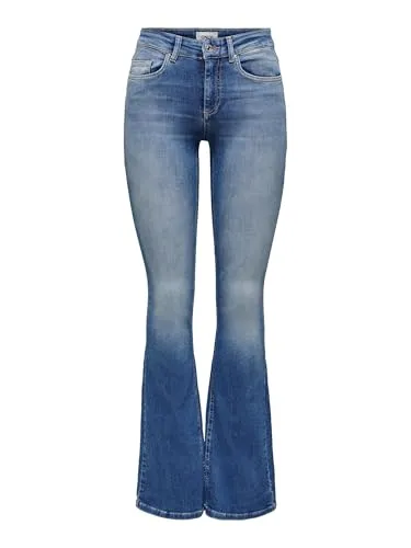 ONLY Damen Onlblush Life Mid Flared Bb Rea1319 Noos Jeans - Nachhaltige Midwaist Jeans mit ausgestellten Beinen im 5-Pocket-Style, perfekt für einen trendigen Look.