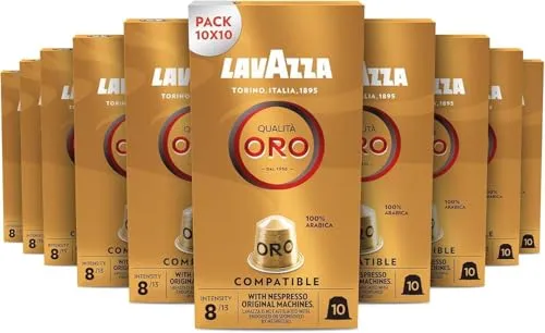 Lavazza Qualità Oro, Arabica-Bohnen mit fruchtig-floralem Geschmack, 10 x 10 Kapseln, Nespresso kompatibel