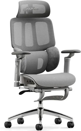 Musso Bürostuhl mit 3-Zonen-Lendenstütze & 4D-Armlehnen - Ergonomischer Drehstuhl für Homeoffice - Ergonomischer Schreibtischstuhl mit höhenverstellbarer Lendenstütze und drehbaren 4D-Armlehnen. Ideal für komfortables Sitzen im Büro oder Homeoffice, mit stabiler Konstruktion und ansprechendem Design.