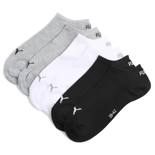 PUMA 3 Paar Unisex Herren Damen Sportsocken Kurzsocken Sneaker Socken, Farbe:Mehrfarbig, Größe:35-38, Artikel:-882 grey/white/black