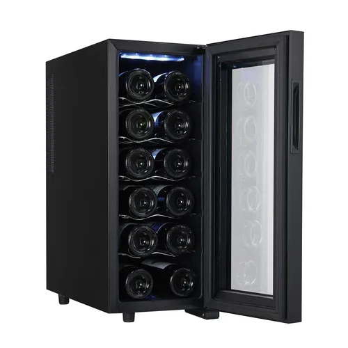 Adler Getränkekühlschrank AD 8083 - 12 Flaschen, Temperaturregelung, schwarz - Getränkevorratsschrank für 12 Flaschen, mit praktischer Temperaturregelung und stilvollem Design in Schwarz, ideal für Partys und gemütliche Abende.