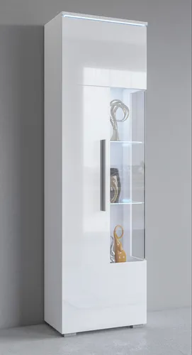 Vitrine INOSIGN "India" – Stilvolle Glasvitrine Höhe 160cm, Weiß Hochglanz - Vitrinen, ideal für kleine Räume mit viel Stauraum und verstellbaren Glasböden, gefertigt aus FSC-zertifiziertem Holzwerkstoff für nachhaltigen Möbelgenuss.