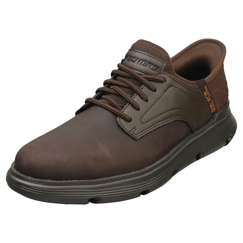 Skechers Garza - GERVIN Herren Sneakers Slip-ins 205046 Choc dunkel braun, Schuhgröße: 42 EU - Herren-Sneaker mit weiten Passform und exklusivem Fersenkissen für optimalen Halt. Die luftgekühlte Komfort-Einlegesohle aus Memory-Schaum sorgt für ein angenehmes Laufgefühl.