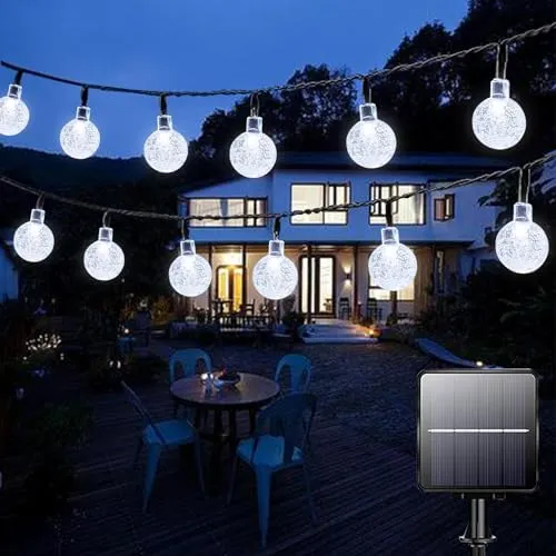 Lezonic solar lichterkette outdoor, 50 LED 7M lichterkette außen wetterfest IP65, für Garten, Bäume, Hochzeiten, Partys (Klares Weiß)