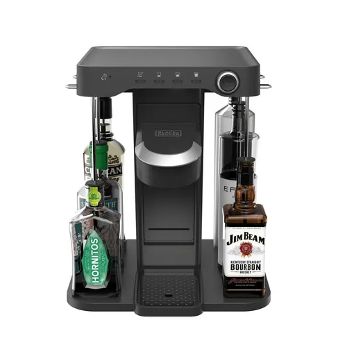 BEHB101-QS BEV by BLACK+DECKER Cocktail Maschine - Schwarz, individuelle Cocktails per Knopfdruck mit Easy-Load-Likör-System und LED-Partymodus