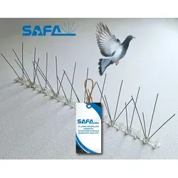 SAFA Taubenspikes Taubenabwehr aus rostfreiem Edelstahl u. Polycarbonat 1/2/3/4/5-reihig, Für die Montage auf Stein, Beton, Metall, Holz, Glas, geeignet. 20 cm