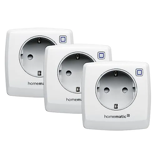 Homematic IP Smart Home 3er-Set Schalt-Mess-Steckdose - Smart & Ferngesteuerte Stecker, misst Stromverbrauch und ermöglicht Steuerung per App, Alexa & Google Assistant für effizientes Energie sparen.
