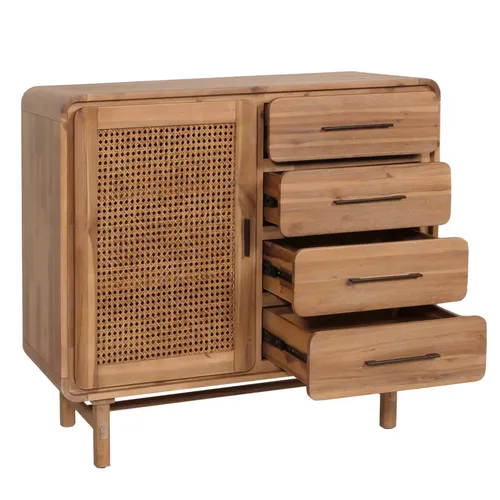 Mendler Kommode HWC-M47 - Kommode im modernen Rattan-Design mit vier Schubladen und großzügigem Stauraum. Ideal für stilvolle Wohnraumgestaltung und perfekte Ergänzung zur Möbelserie M47.