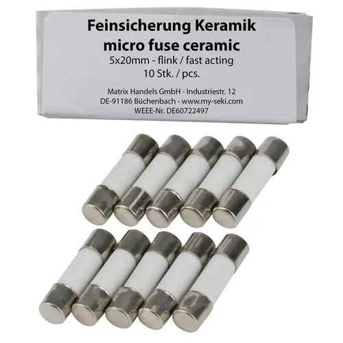 Stk. SeKi Feinsicherung 0,25A, 5x20mm, Flink - Keramiksicherung 10