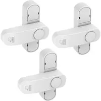 BASI Fensterbeschlag Fenstersicherung (Spar-Set, 3 St) - Fenstersicherungen, 1-flügelige Fenster, mit Sperrbügel und Druckknopfsicherung für erhöhte Sicherheit zu Hause. Inklusive Zubehörteile und 1 Jahr Herstellergarantie.