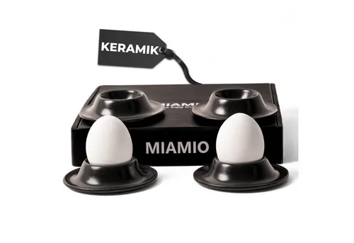 MiaMio Eierbecher mit Schalenablage, Schwarz, (Set, 4-tlg., 4 Eierbecher), mit Ablage für Eierschalen